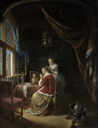 A Young Woman at her Toilet by Gerrit Dou